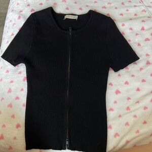 Double Zipper Black Shirt